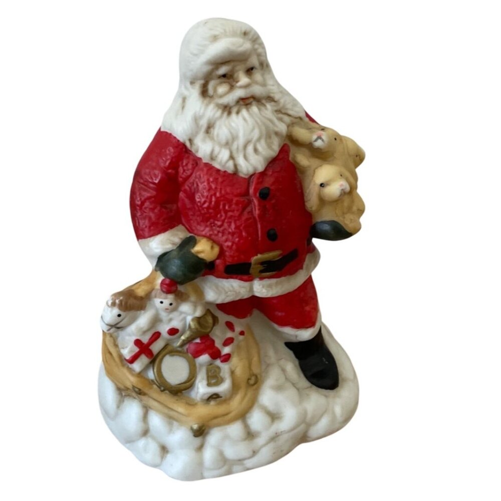Vintage Jamestown China Santa Claus Musical Figurine 8 inch w Toy Sack SEE VIDEO